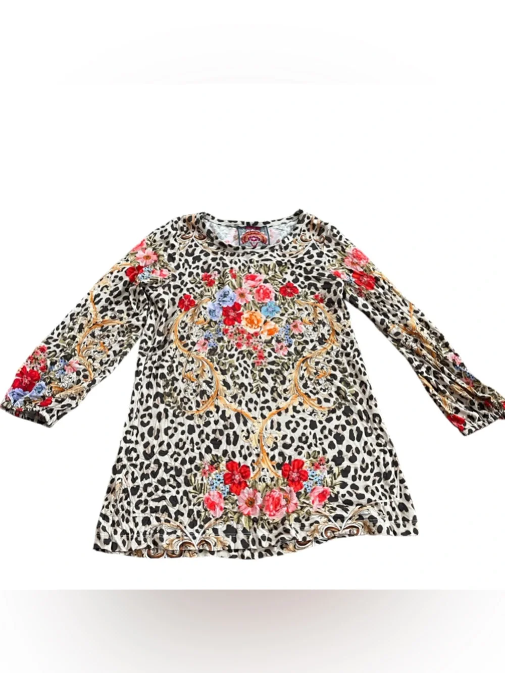 Johnny Was Cheetah Puff Sleeve Top Size XS Women